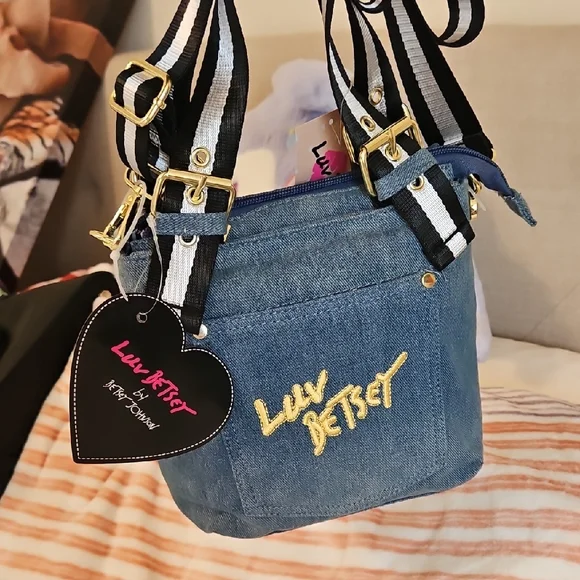 Betsey Johnson Blue Denim Shoulder Bag - Picture 1 of 2